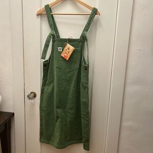 Lucy & Yak Freyja Organic Corduroy Dress in Pale Artichoke Green Size Small, New